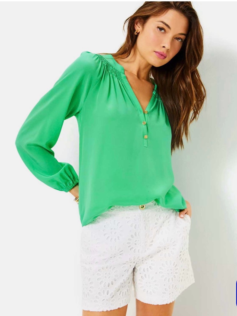 Lilly Pulitzer Gretchen High Rise 5in Shorts - Resort White Pinwheel Eyelet